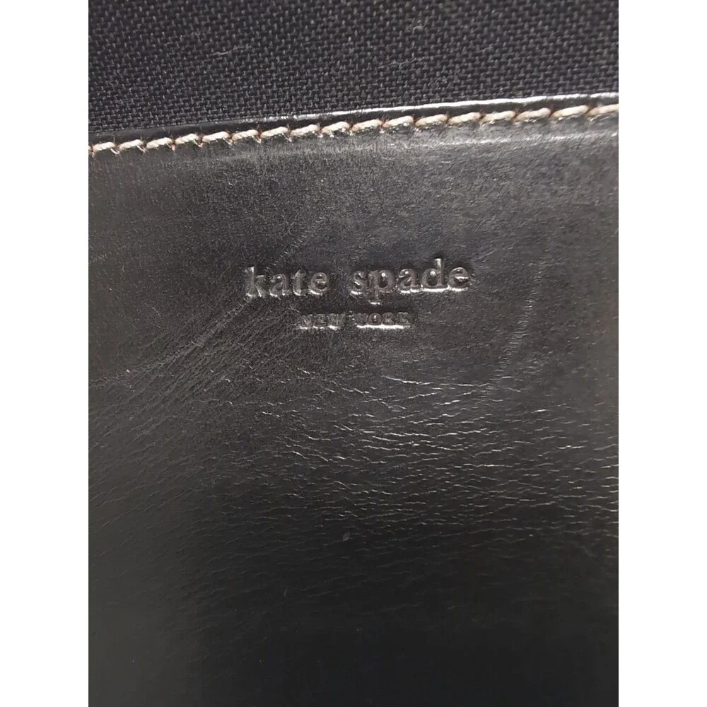 KATE SPADE BLACK CANVAS LEATHER PURSE BAG NEW YORK Beautiful - Picture 2 of 16